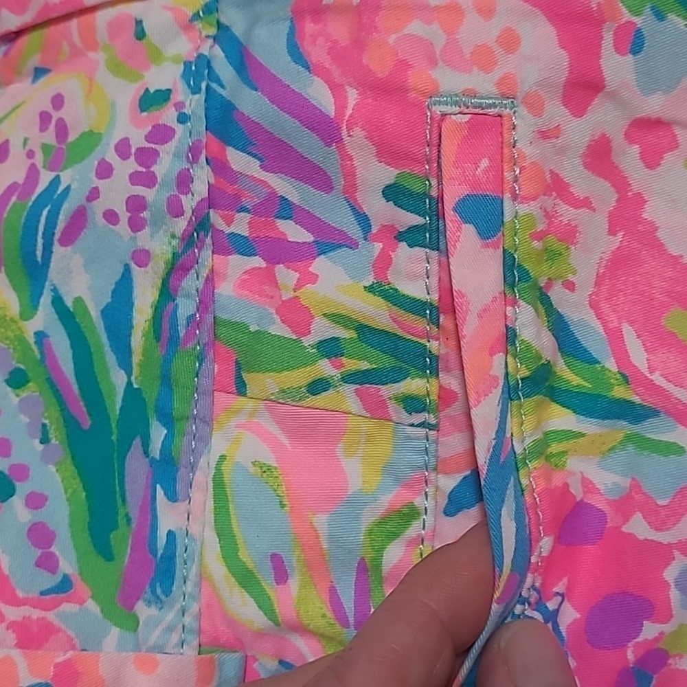 Lilly Pulitzer Fan Sea Pants Chipper Bermuda Shorts Pink Resort Womens 0 - Picture 11 of 16